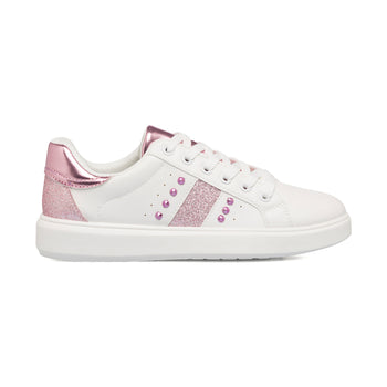 Sneakers bianche e rosa da donna con borchie Lora Ferres, Donna, SKU w014001052, Immagine 0